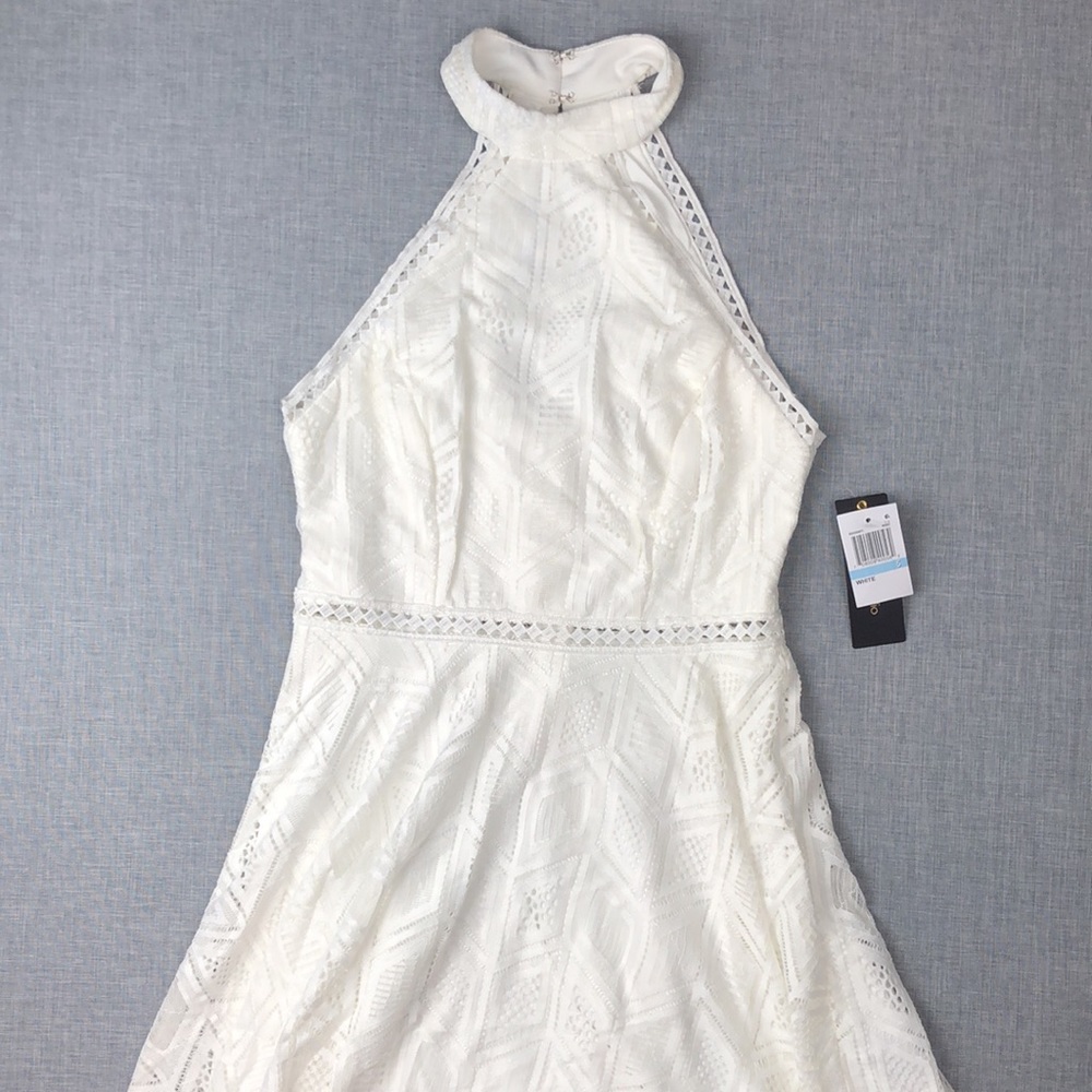 City Studio White Crochet Halter Dress Junior Size 3, 5, 13 Homecoming Prom - Picture 2 of 6